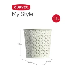 Curver My Style Large Round Plastic Storage Organiser - Vintage White - 1.6L -Furniture Shop 12806190 1114832992396971