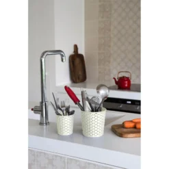 Curver My Style Large Round Plastic Storage Organiser - Vintage White - 1.6L -Furniture Shop 12806190 4704832992304757