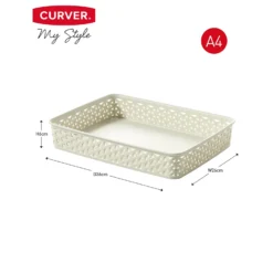 Curver My Style A4 Rectangular Plastic Storage Organiser - Vintage White -Furniture Shop 12807669 1174833168810459
