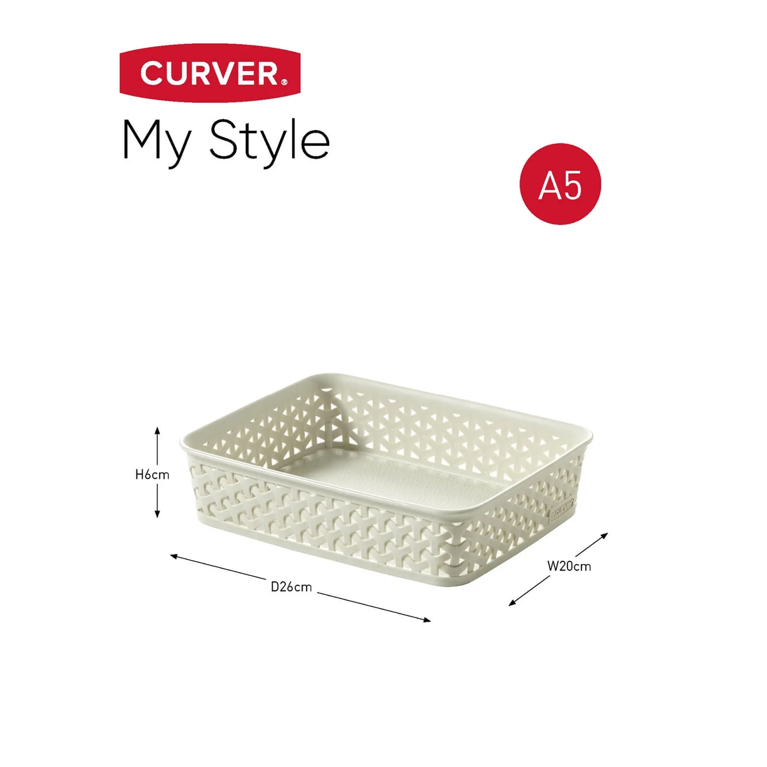 Curver My Style A5 Rectangular Plastic Storage Organiser - Vintage White 8 Curver My Style A5 Rectangular Plastic Storage Organiser - Vintage White - Image 6