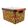 Curver Stockholm Bright Blocks Plastic Deco Storage Box Multi Colour 22L -Furniture Shop 12807671 9694831955083803