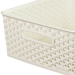Curver My Style Medium Rectangular Plastic Storage Basket - Vintage White - 13L -Furniture Shop 12809476 1424833219146790