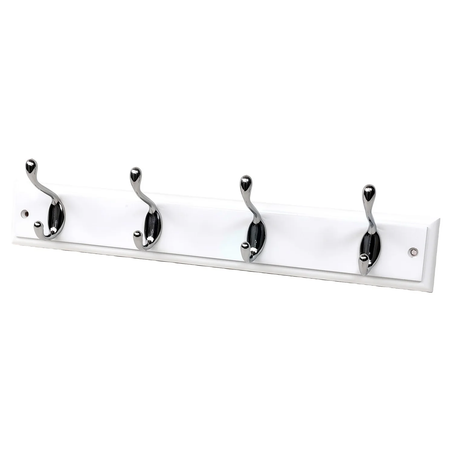 None White Hook Rail - Polished Chrome - 4 Hooks 3 None White Hook Rail - Polished Chrome - 4 Hooks