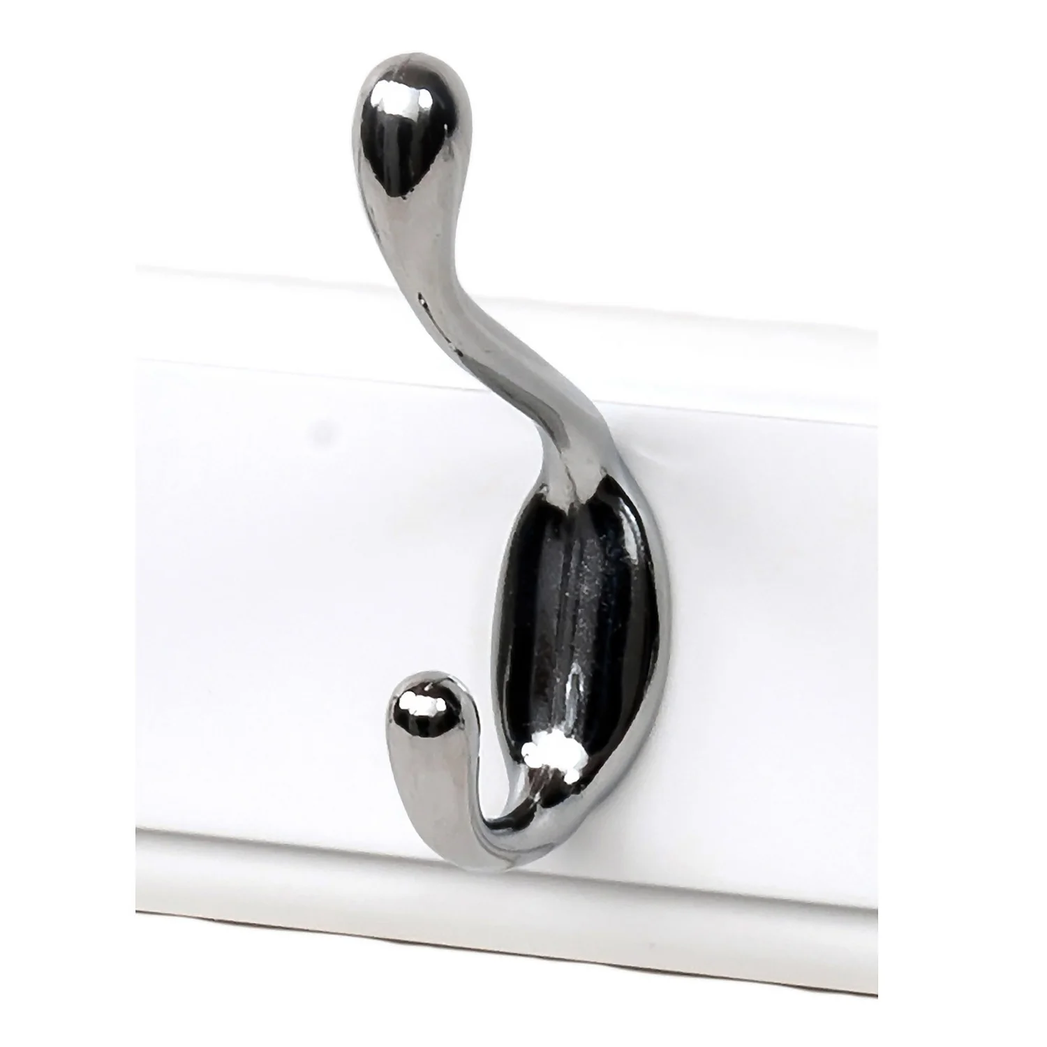 None White Hook Rail - Polished Chrome - 4 Hooks 5 None White Hook Rail - Polished Chrome - 4 Hooks - Image 3
