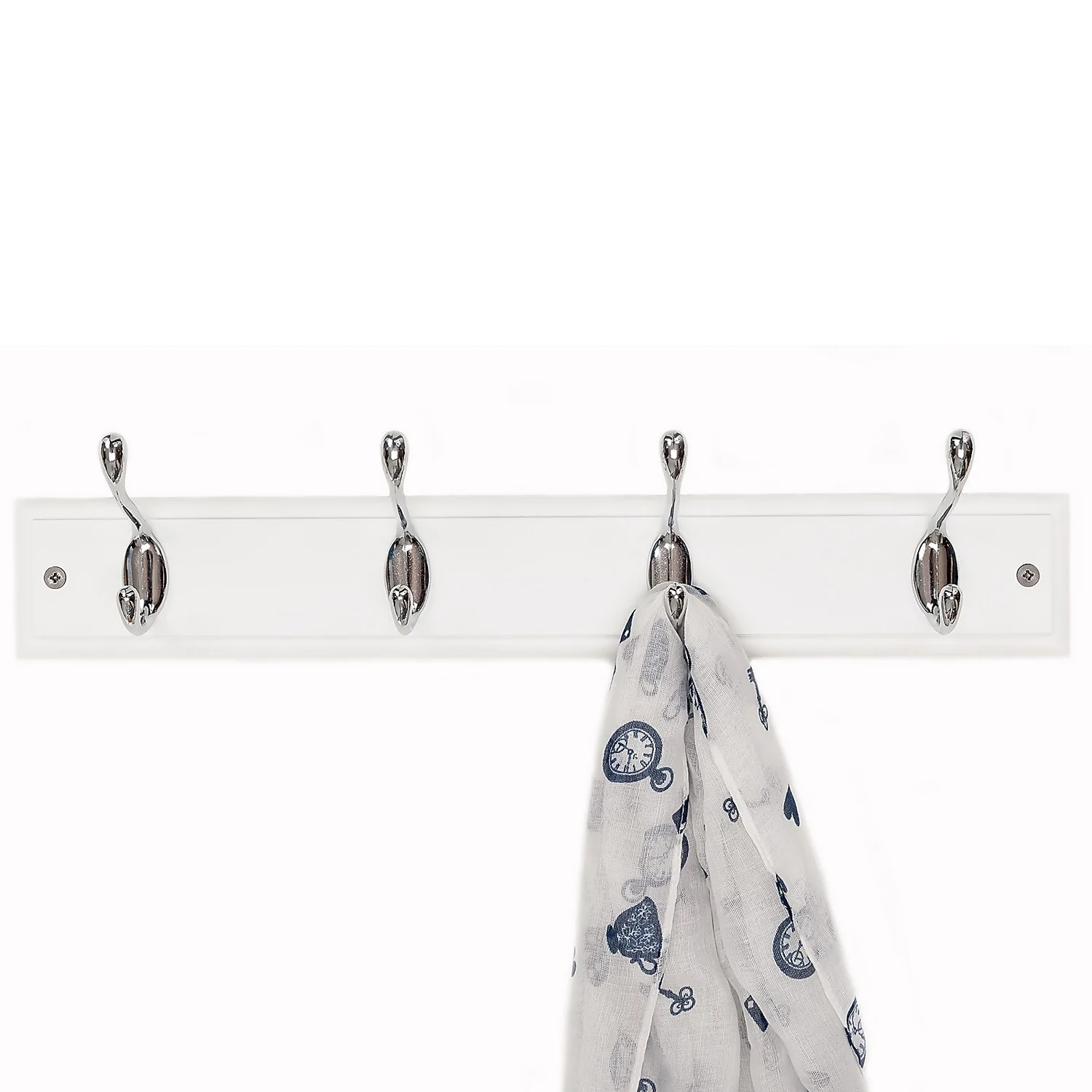 None White Hook Rail - Polished Chrome - 4 Hooks 4 None White Hook Rail - Polished Chrome - 4 Hooks - Image 2