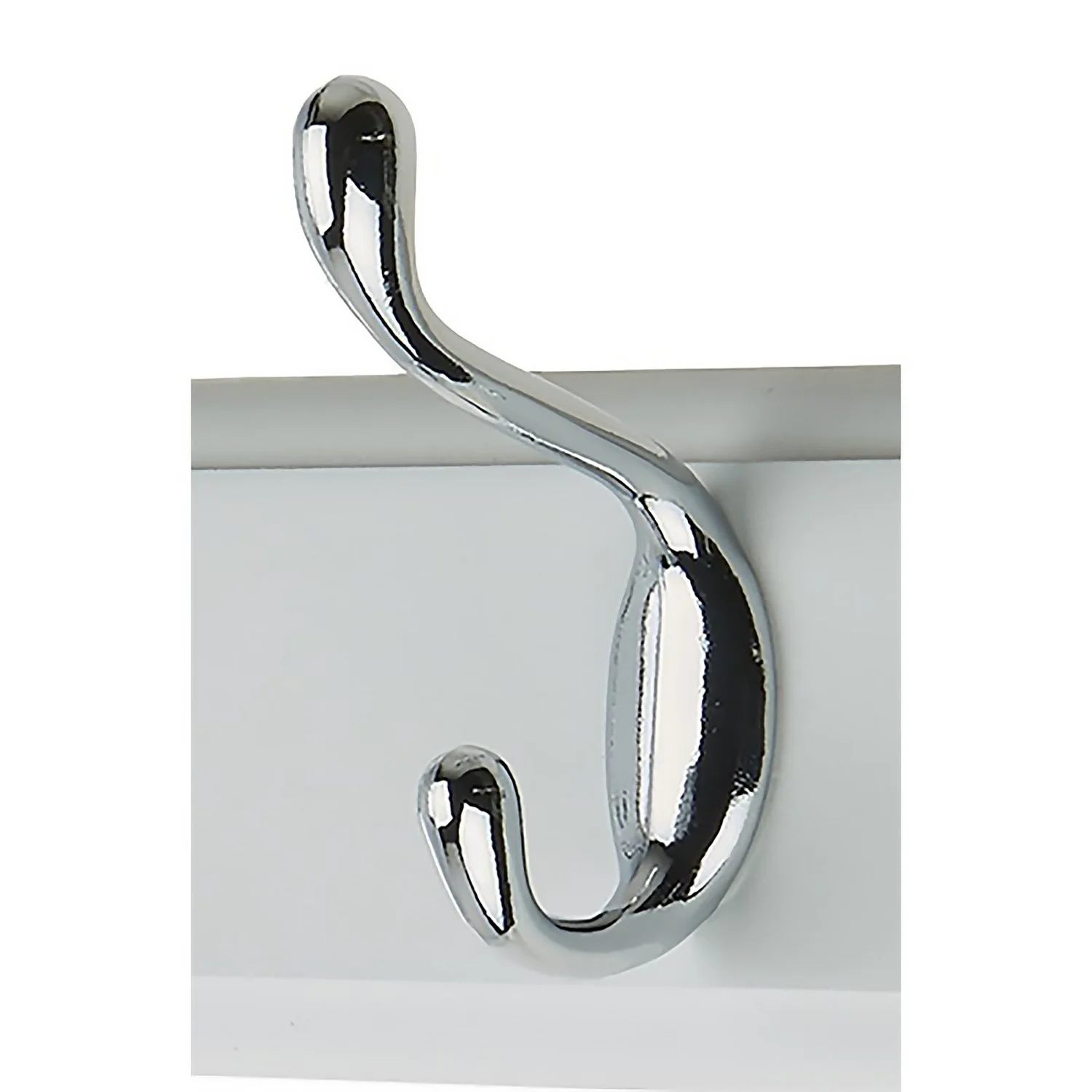 6 Coat Polished Chrome Hooks On White Stepped Board 6 6 Coat Polished Chrome Hooks On White Stepped Board - Image 4