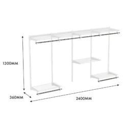 None Wardrobe System Starter Kit - White - 2.4m -Furniture Shop 12815435 1575044142172540