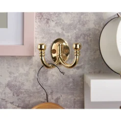 Ball End Double Robe Hook - Polished Brass -Furniture Shop 12817508 6184995165349317