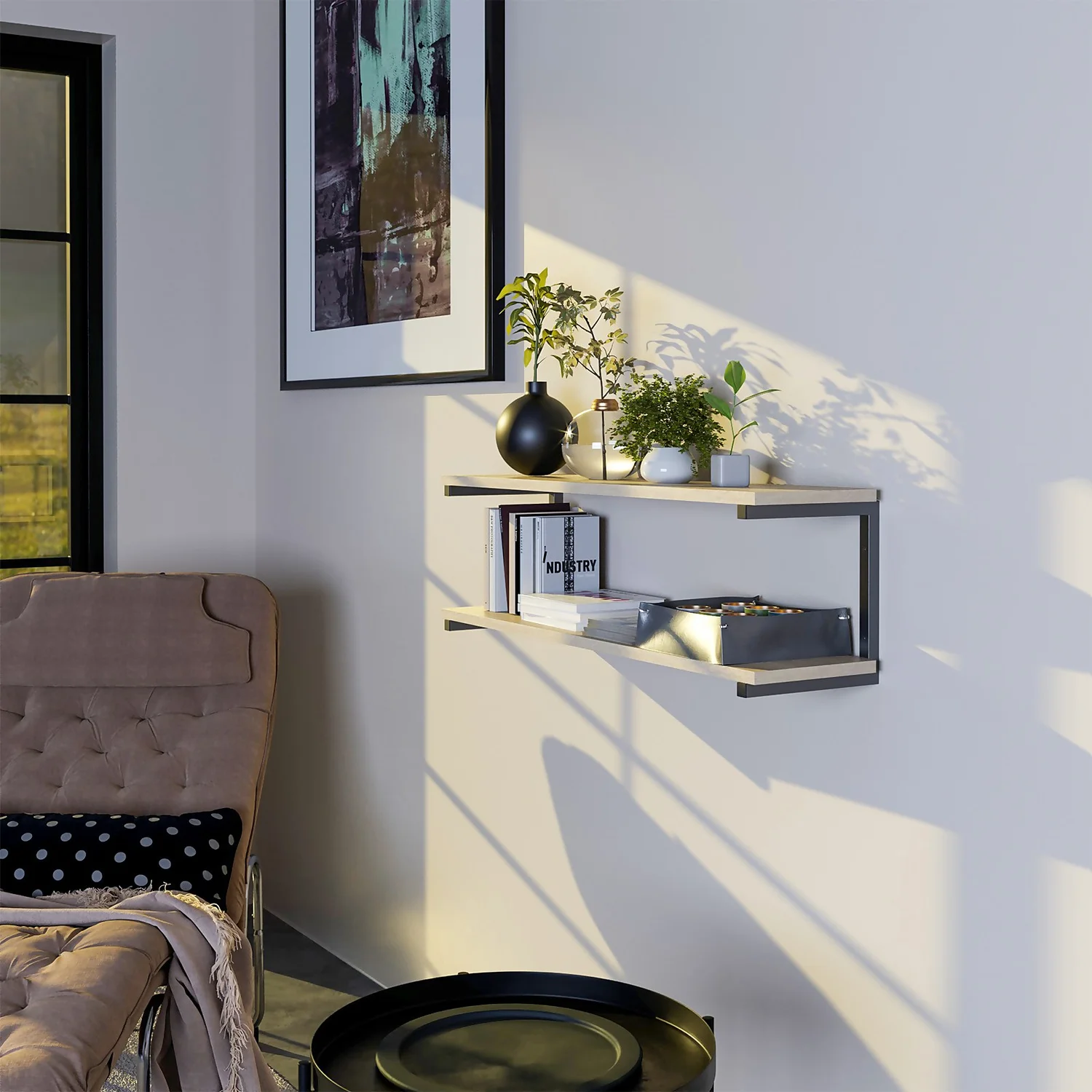 None Double U Shelf Bracket - Black - 330x300mm 4 None Double U Shelf Bracket - Black - 330x300mm - Image 2