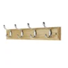 4 Coat Polished Chrome Hooks On Pine Stepped Board