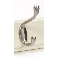2 Coat Satin Nickel Hooks On Cream Stepped Board -Furniture Shop 12821284 5994964414443527