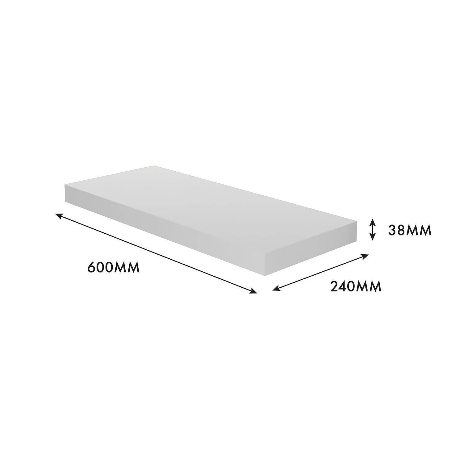 Floating Shelf - White Gloss - 600 X 240 X 38mm 7 Floating Shelf - White Gloss - 600 X 240 X 38mm - Image 5