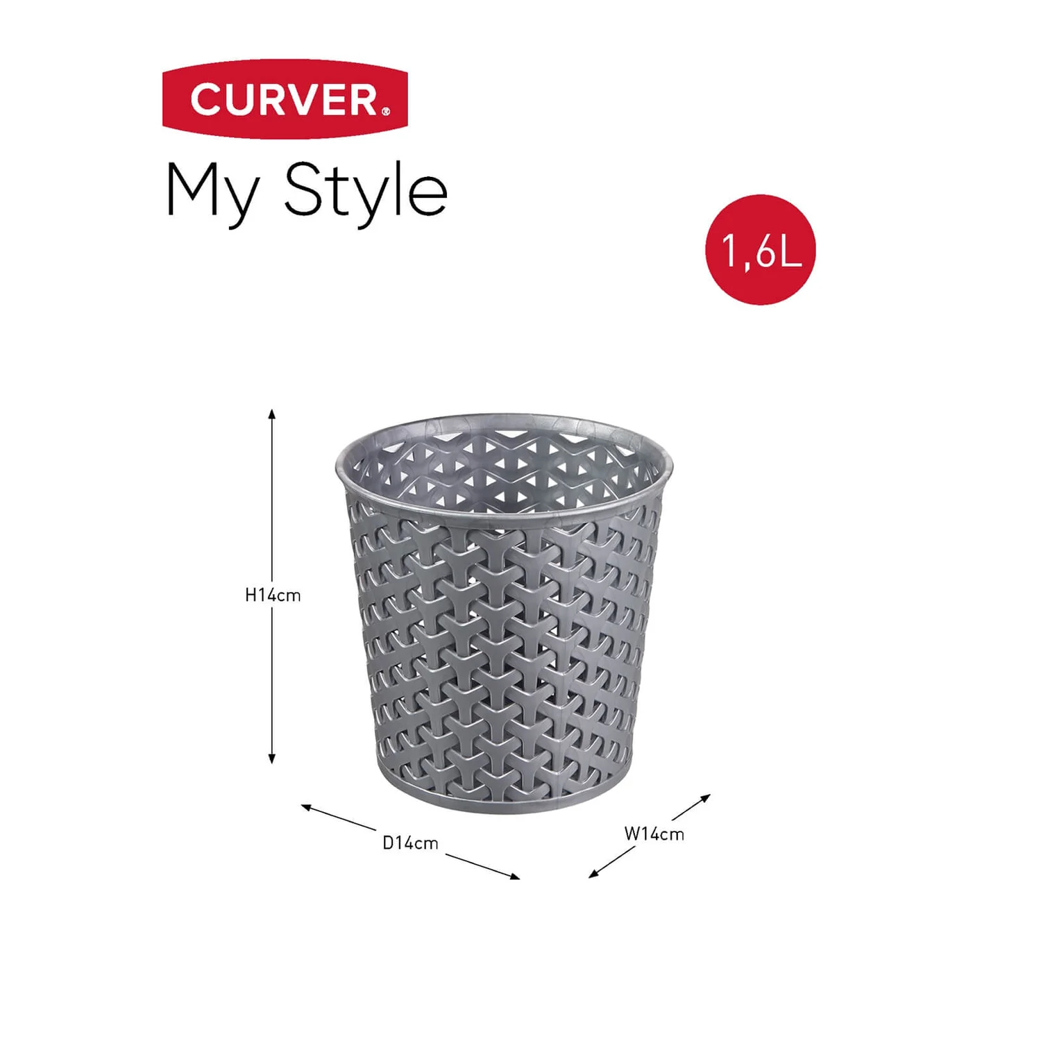 Curver My Style Large 1.6L Round Plastic Storage Organiser - Grey 9 Curver My Style Large 1.6L Round Plastic Storage Organiser - Grey - Image 7
