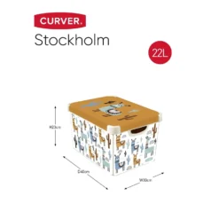 Curver Stockholm Llama Plastic Deco Storage Box - Multi-Coloured - 22L -Furniture Shop 12824053 3534832983271178