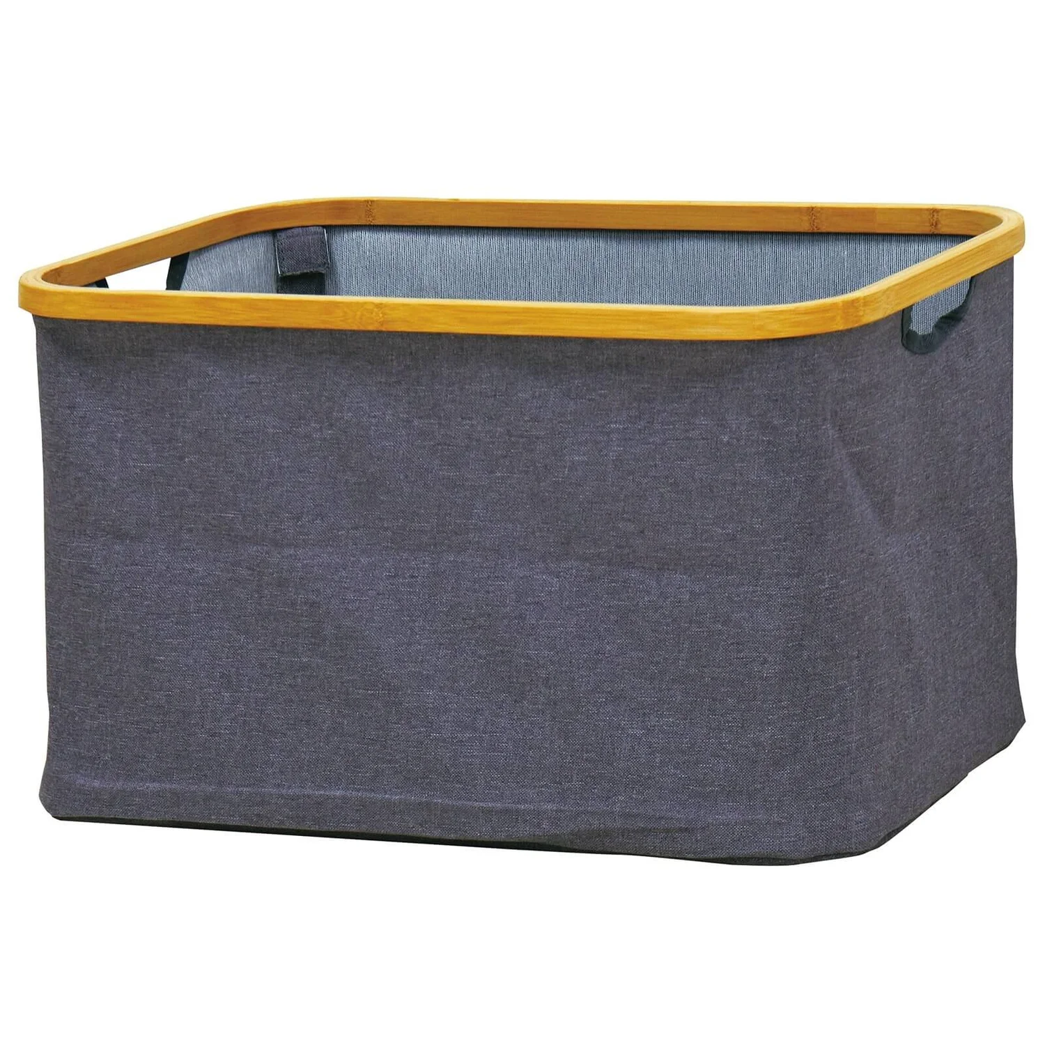 Fabric Storage With Bamboo Edge - Grey 2 Fabric Storage With Bamboo Edge - Grey