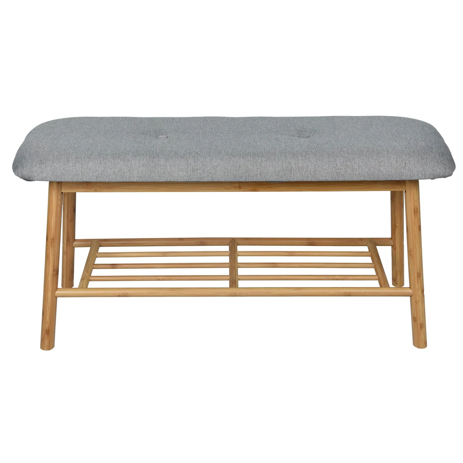 Bamboo Shoe Bench With Grey Cushion Seat 3 Bamboo Shoe Bench With Grey Cushion Seat