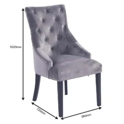 Annabelle Velvet Dining Chairs - Set Of 2 - Grey -Furniture Shop 12838750 2044904215314738