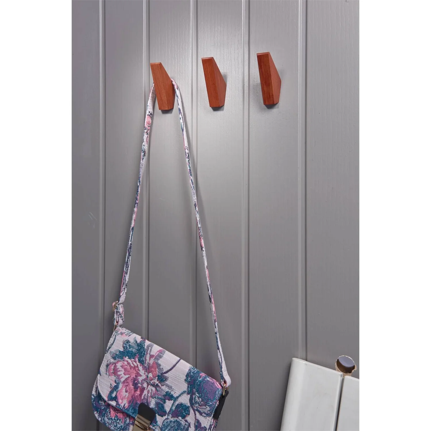 Wooden Hook Set - Walnut Effect 5 Wooden Hook Set - Walnut Effect - Image 3