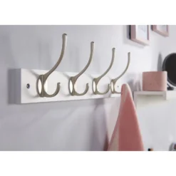 4 Victorian Satin Nickel Hooks On White Bloc Board -Furniture Shop 12839291 9374845858460062