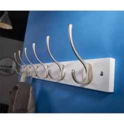 6 Victorian Satin Nickel Hooks On White Bloc Board -Furniture Shop 12839295 1194845858610089