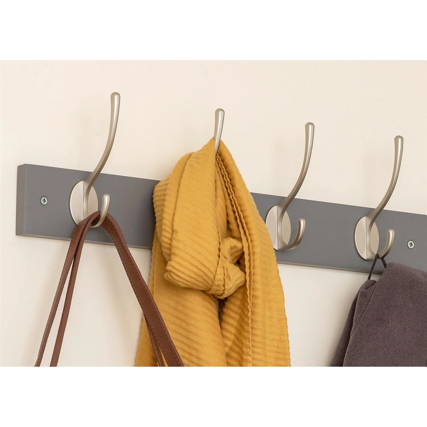 4 Victorian Satin Nickel Hooks On Slate Grey Bloc Board 4 4 Victorian Satin Nickel Hooks On Slate Grey Bloc Board - Image 2