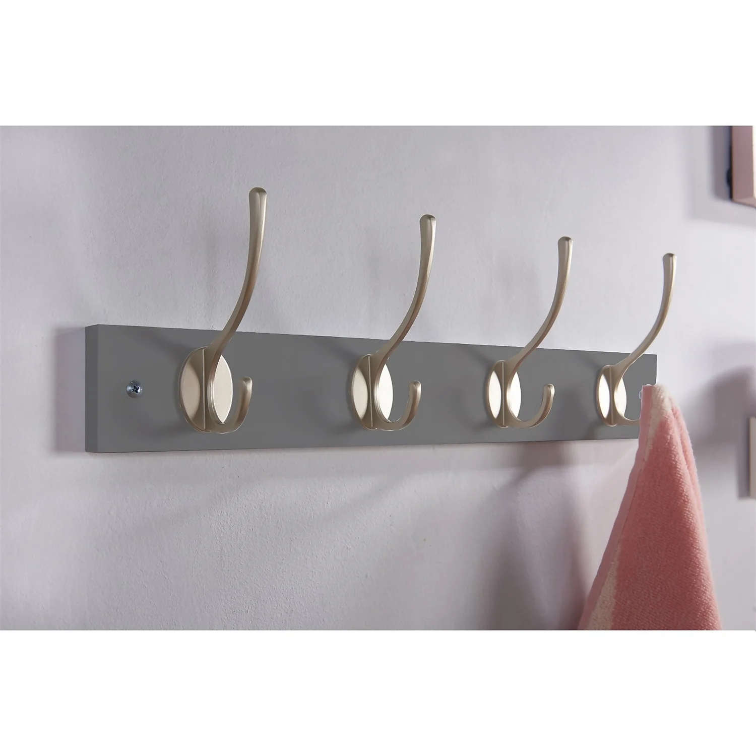 4 Victorian Satin Nickel Hooks On Slate Grey Bloc Board 6 4 Victorian Satin Nickel Hooks On Slate Grey Bloc Board - Image 4
