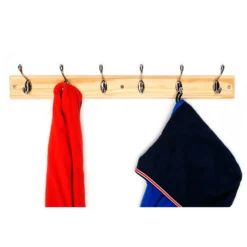 6 Coat Polished Chrome Hooks On Pine Stepped Board -Furniture Shop 12845298 1474833226062081