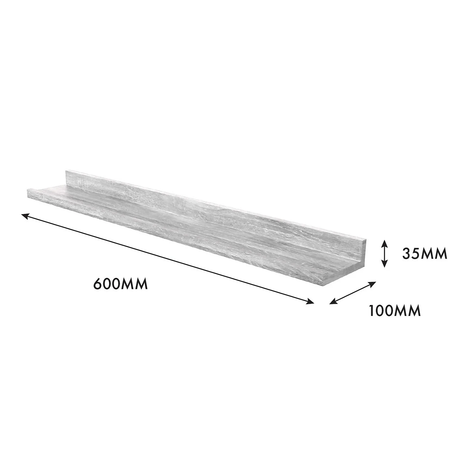 Flexi Storage Decorative Shelving Photo Shelf Grey Oak 600x35x100mm 5 Flexi Storage Decorative Shelving Photo Shelf Grey Oak 600x35x100mm - Image 3