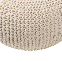 Charles Chunky Knit Pouffe - Cream -Furniture Shop 12882880 1564898261798049