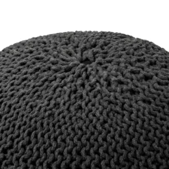 Charles Chunky Knit Pouffe - Grey -Furniture Shop 12882881 2054898261799066