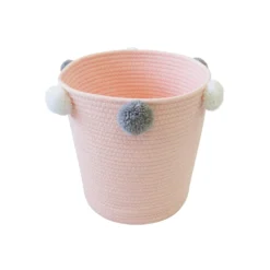 Round Cotton Rope Blush Pom Pom Basket 8 Round Cotton Rope Blush Pom Pom Basket -Furniture Shop 12886596 1264857031486509