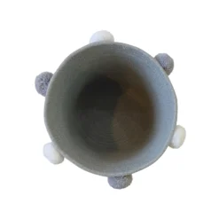 Round Cotton Rope Grey Pom Pom Basket -Furniture Shop 12886597 1874857031618479