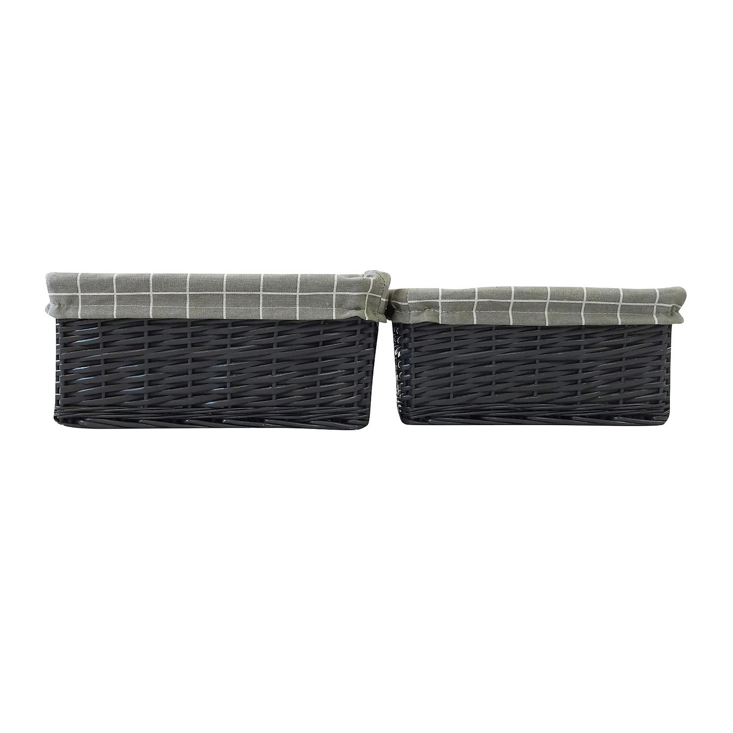 Set Of 2 Grey Willow Lined Baskets 4 Set Of 2 Grey Willow Lined Baskets - Image 2