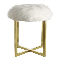 Mary Furry Stool - White -Furniture Shop 12887591 1934885834123224