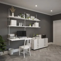 Anti-bacterial Twin Slot Shelving Kit - 1600mm White Twinslot And 216mm Brackets - White -Furniture Shop 12888870 8454843291968594