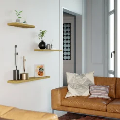 Flexi Storage Decorative Shelving Floating Shelf Mango Oak 1200x38x240mm -Furniture Shop 12890034 7934885495486797