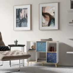 Clever Cube Velvet Geometric Insert - Navy & Gold 7 Clever Cube Velvet Geometric Insert - Navy & Gold -Furniture Shop 12932950 2024887876654744