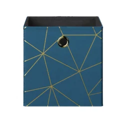 Clever Cube Velvet Geometric Insert - Smokey Blue & Gold -Furniture Shop 12932951 2084887876808341