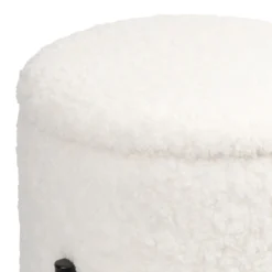 Tori Boucle Footstool - White -Furniture Shop 13130402 4014919264478354