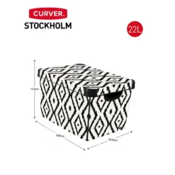 Curver Stockholm Aztec Deco Storage Box - Black & White 22L -Furniture Shop 13148482 1594896660096351