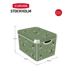 Curver Stockholm Bees Deco Storage Box - Green - 22L -Furniture Shop 13169626 1944898511856227