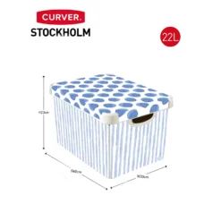 Curver Stockholm Coastal Deco Storage Box - Blue & White - 22L 13 Curver Stockholm Coastal Deco Storage Box - Blue & White - 22L -Furniture Shop 13169627 2014898511737109