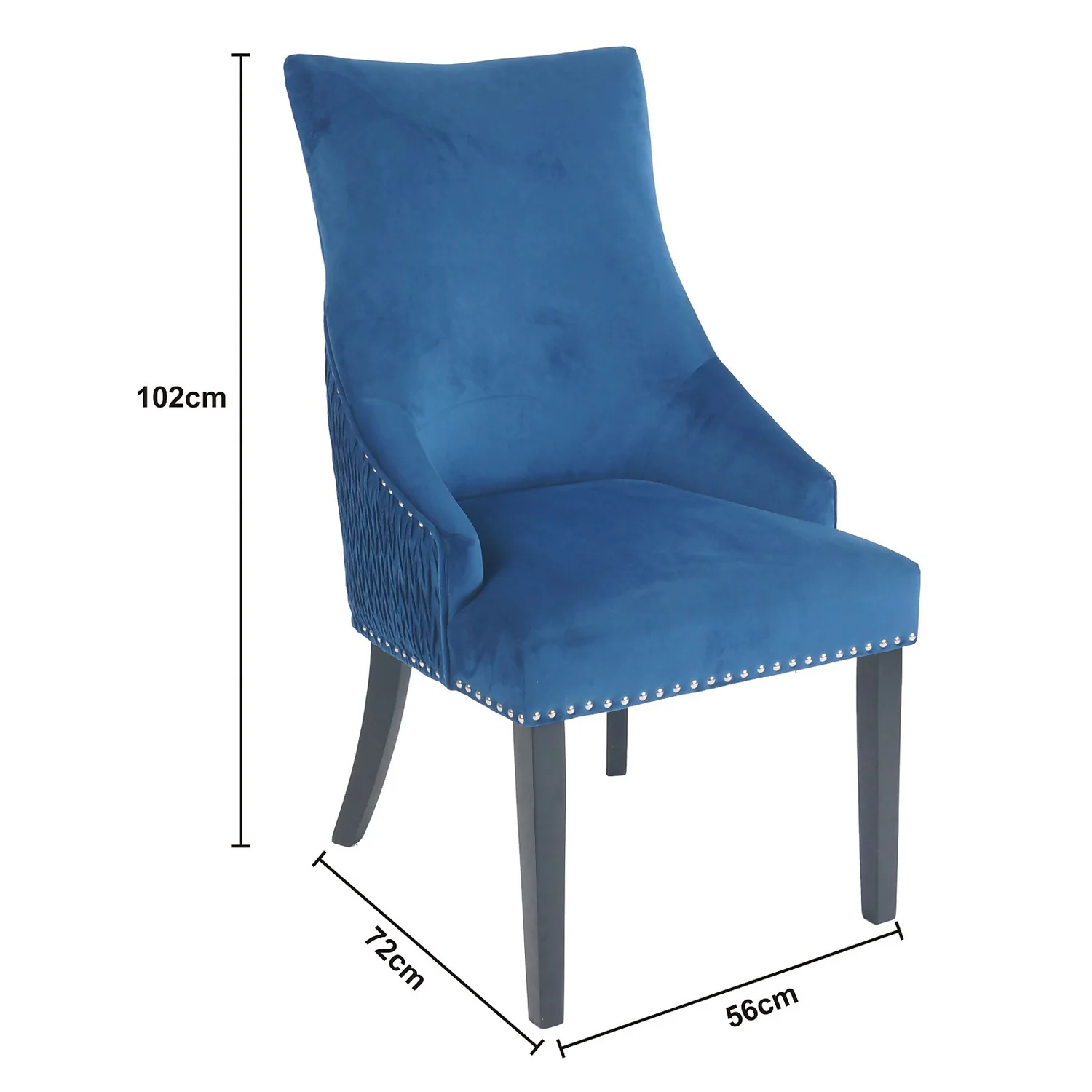 Annabelle Pleated Back Velvet Dining Chairs - Set Of 2 - Navy 10 Annabelle Pleated Back Velvet Dining Chairs - Set Of 2 - Navy - Image 8