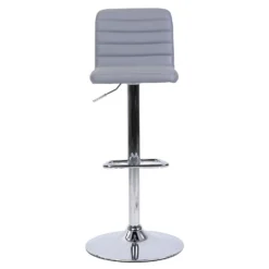 Chet Height Adjustable Faux Leather Bar Stool - Grey -Furniture Shop 13223770 6764927306512213