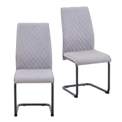 Skelby Cantilever Dining Chairs - Set Of 2 - Silver Grey