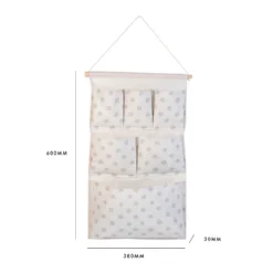 None Flexi Storage Kids 6 Pocket Hanging Organiser - White & Grey Polka Dot -Furniture Shop 13277671 4594946440351293