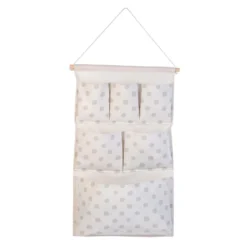 None Flexi Storage Kids 6 Pocket Hanging Organiser - White & Grey Polka Dot -Furniture Shop 13277671 5944929069443841
