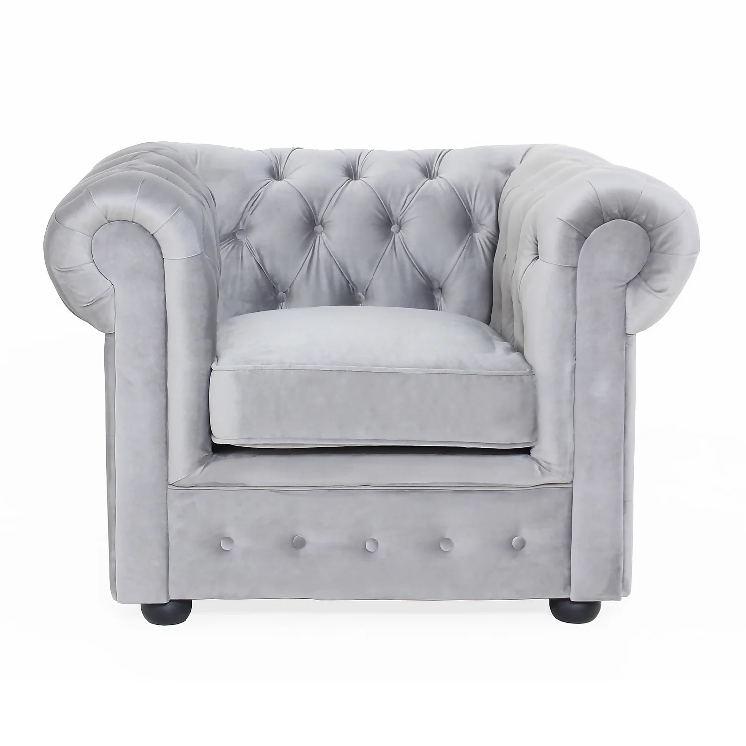 Chesterfield Velvet Armchair - Silver 3 Chesterfield Velvet Armchair - Silver - Image 2