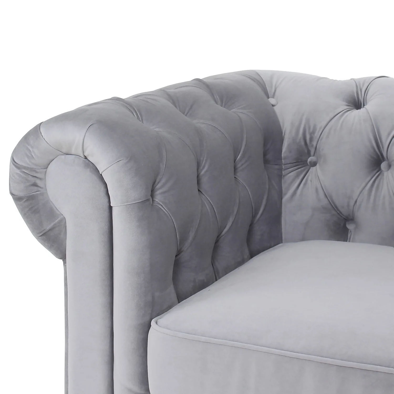 Chesterfield Velvet Armchair - Silver 5 Chesterfield Velvet Armchair - Silver - Image 4