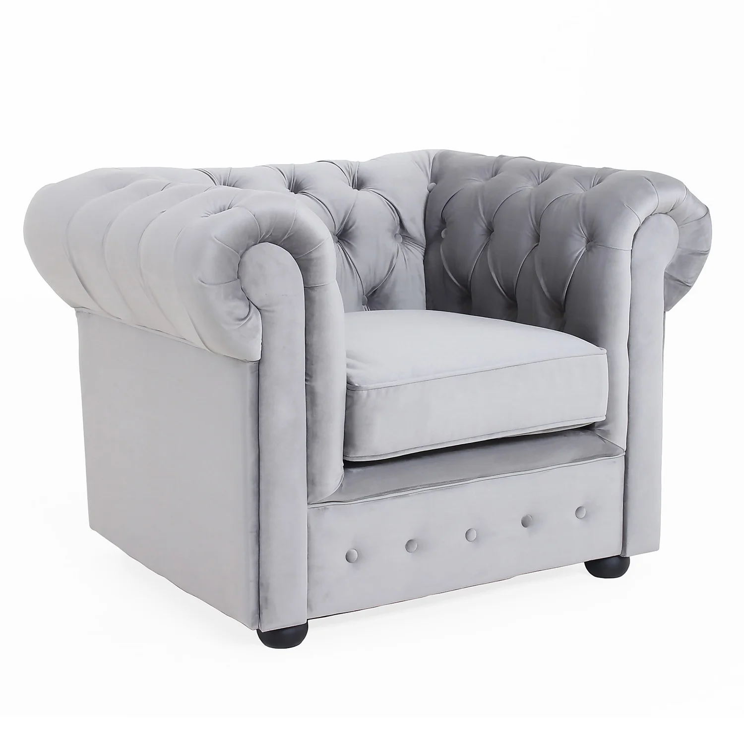 Chesterfield Velvet Armchair - Silver 2 Chesterfield Velvet Armchair - Silver